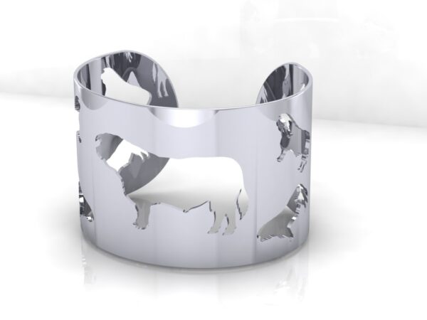 Herd of Nine Sterling Silver Bull Cutout Cuff