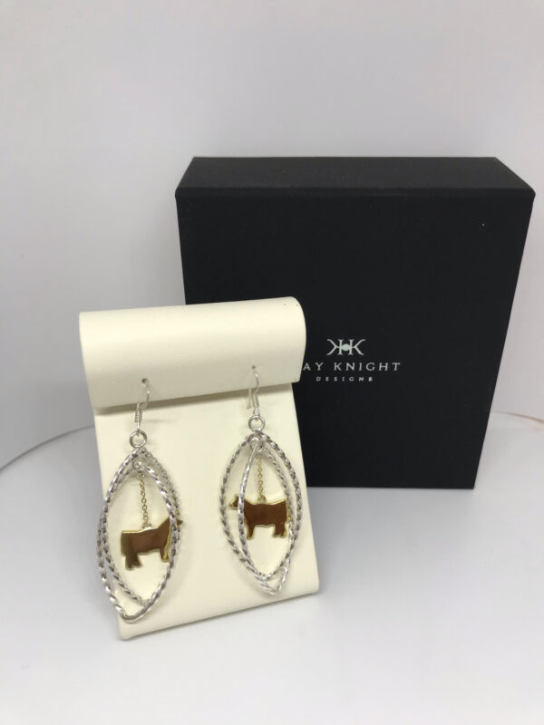 Two-Tone Marquee Basket Dangle Earrings - Image 2